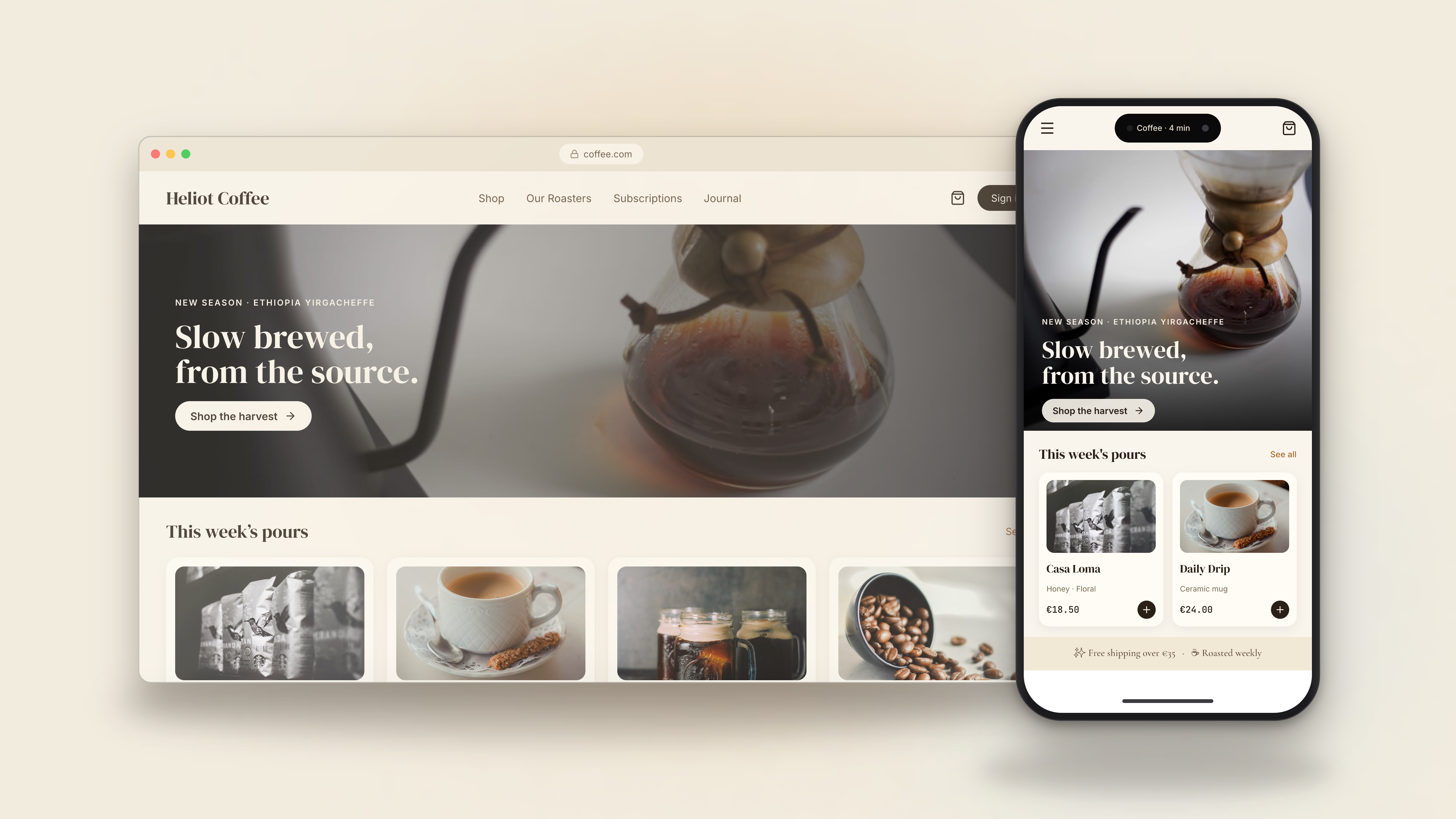 Desktop- und Mobile-Ansicht einer Beispiel-Website
