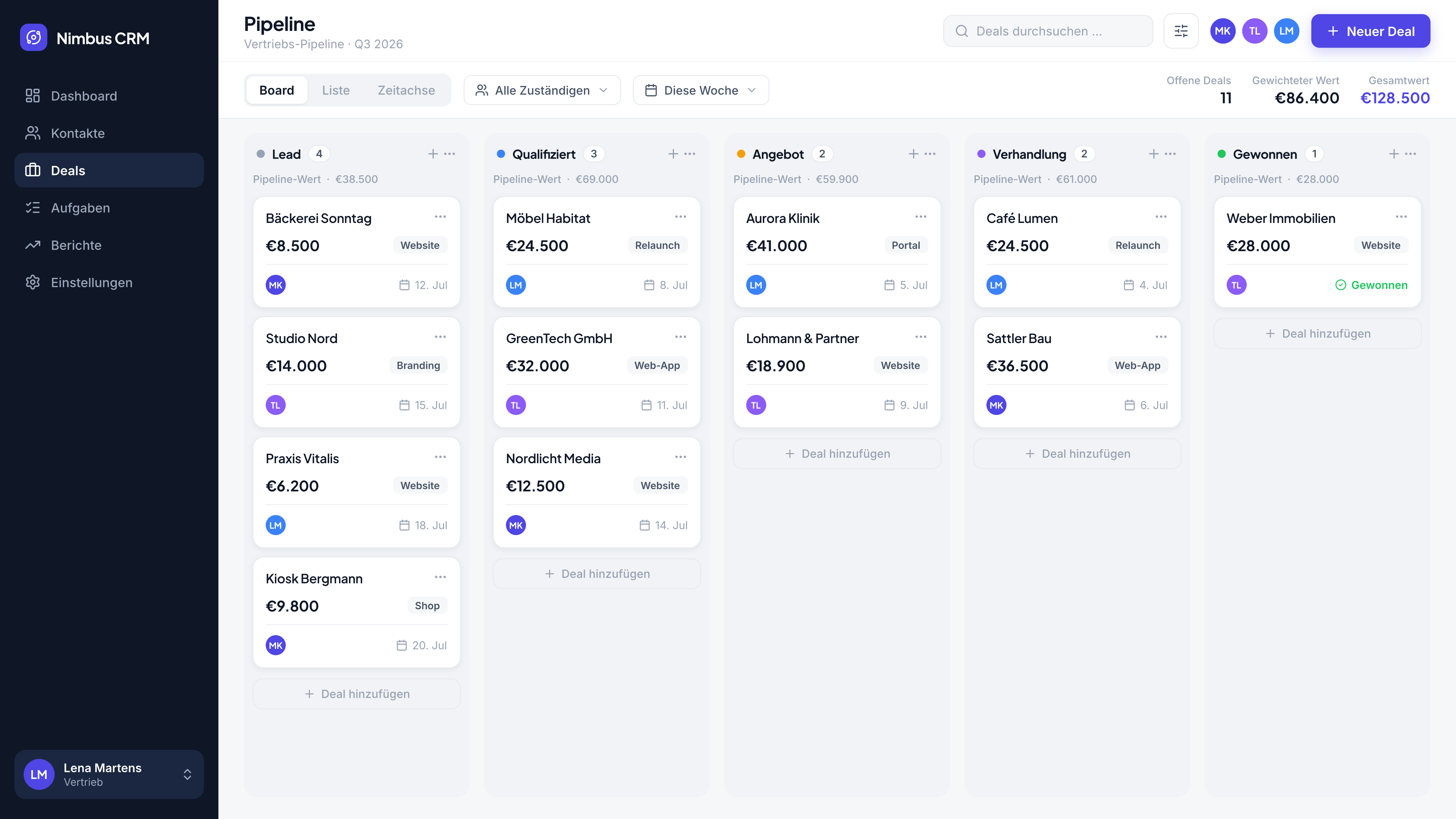 Kanban view of an internal tool